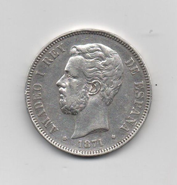 AMADEO I DEL AÑO 1871* 71 DE 5 PESETAS